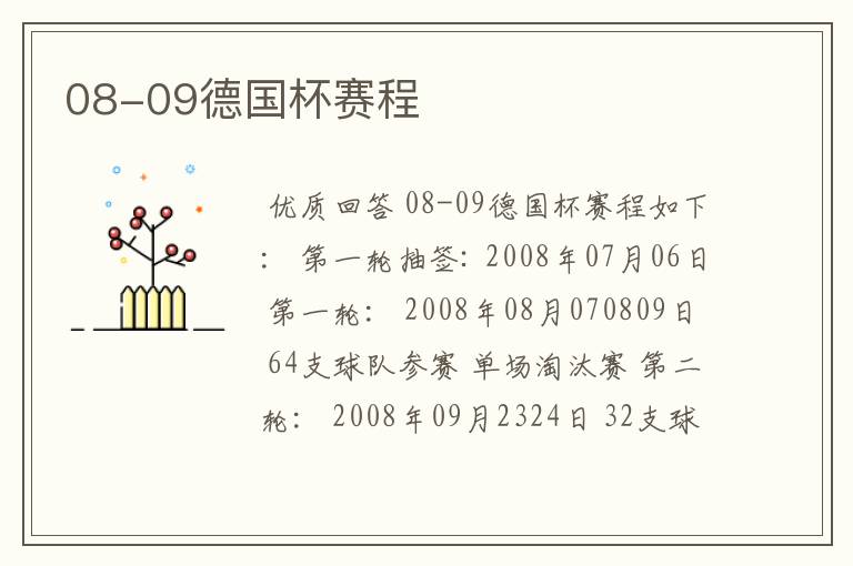 08-09德国杯赛程