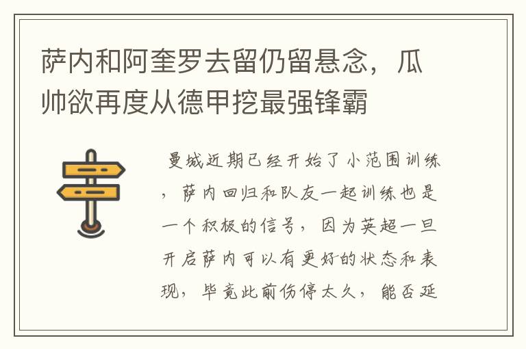 萨内和阿奎罗去留仍留悬念,瓜帅欲再度从德甲挖最强锋霸