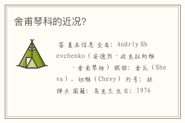 舍甫琴科的近况?