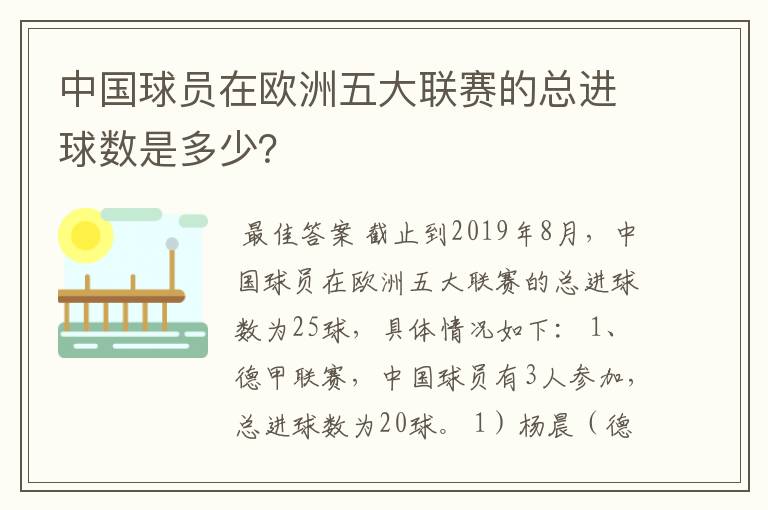 中国球员在欧洲五大联赛的总进球数是多少?