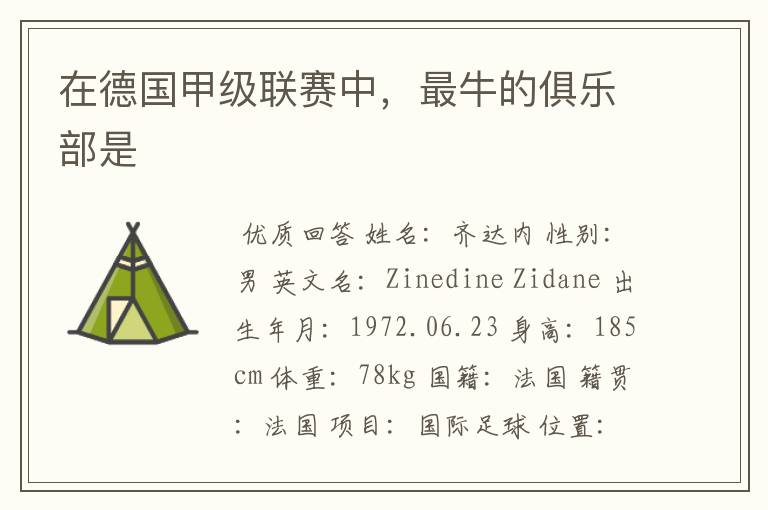 在德国甲级联赛中,最牛的俱乐部是