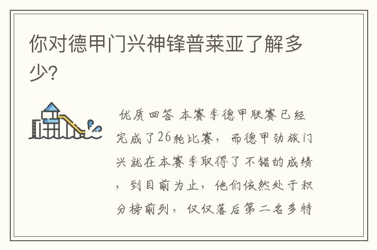 你对德甲门兴神锋普莱亚了解多少?