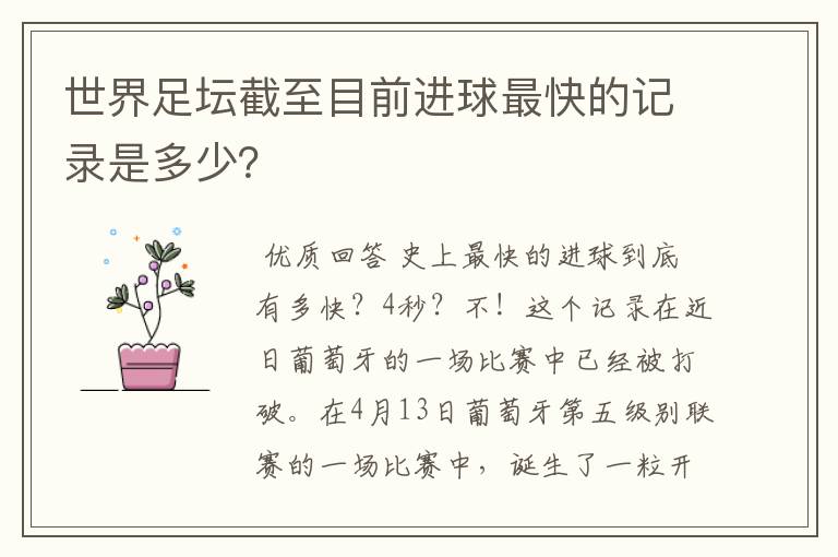世界足坛截至目前进球最快的记录是多少?
