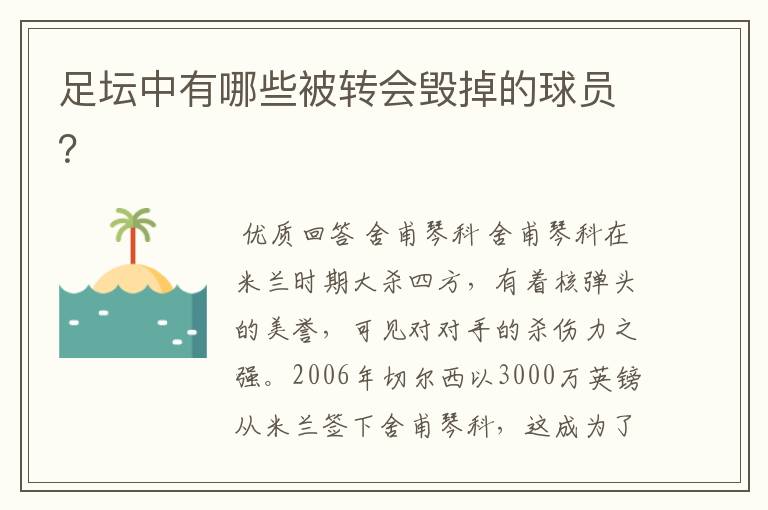 足坛中有哪些被转会毁掉的球员?