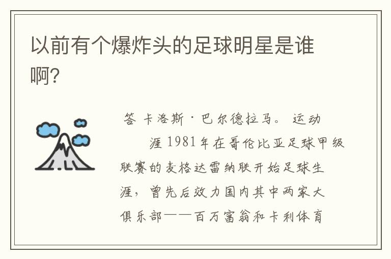 以前有个爆炸头的足球明星是谁啊?