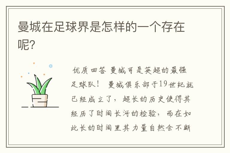 曼城在足球界是怎样的一个存在呢?