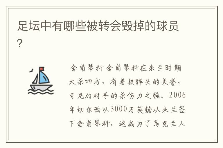 足坛中有哪些被转会毁掉的球员?