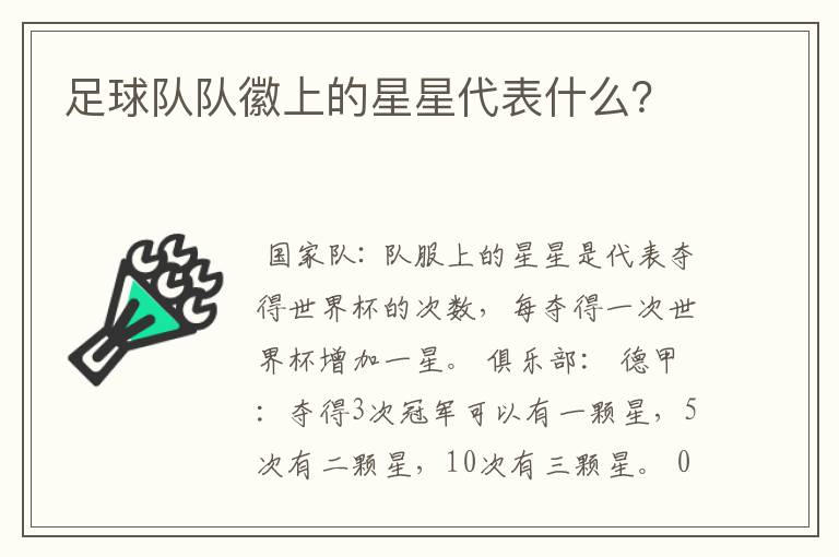 足球队队徽上的星星代表什么?