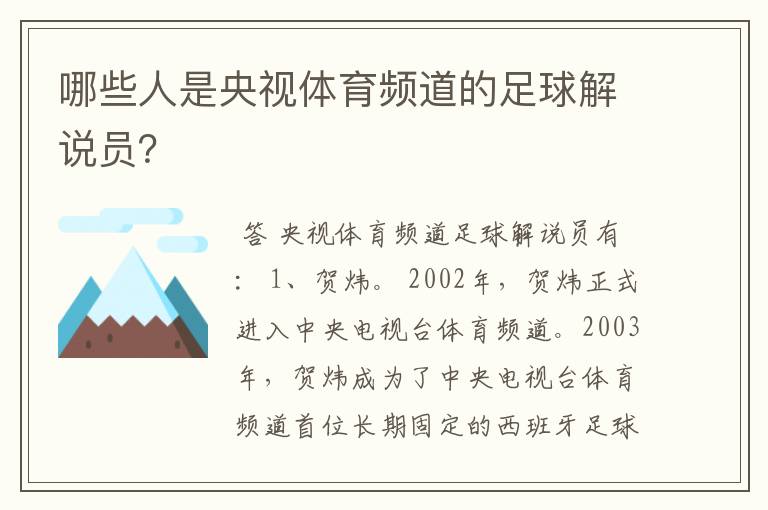 哪些人是央视体育频道的足球解说员?