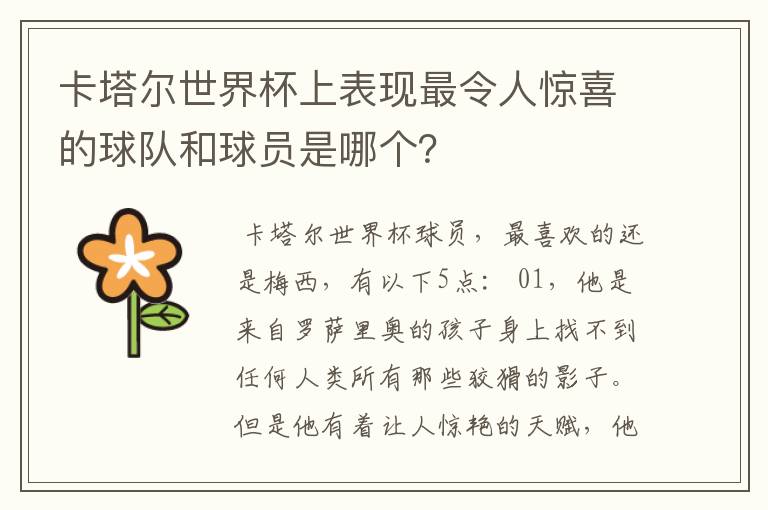 卡塔尔世界杯上表现最令人惊喜的球队和球员是哪个?
