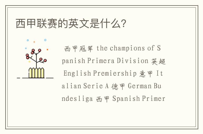 西甲联赛的英文是什么?