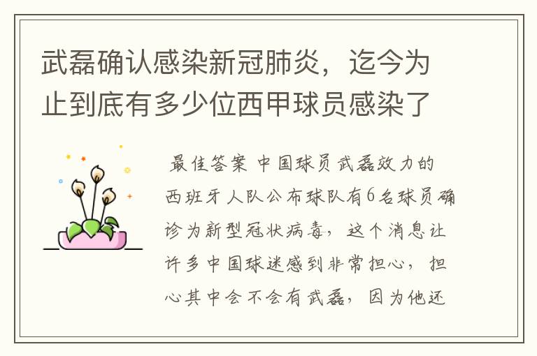 武磊确认感染新冠肺炎,迄今为止到底有多少位西甲球员感染了新冠病毒?