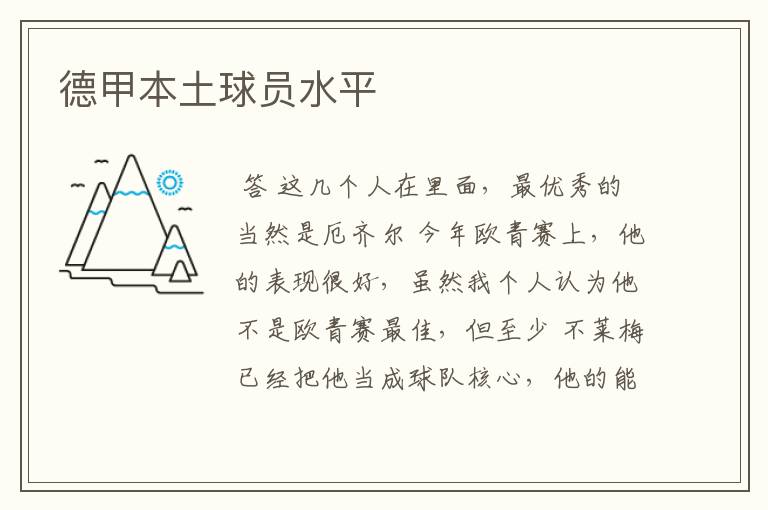 德甲本土球员水平