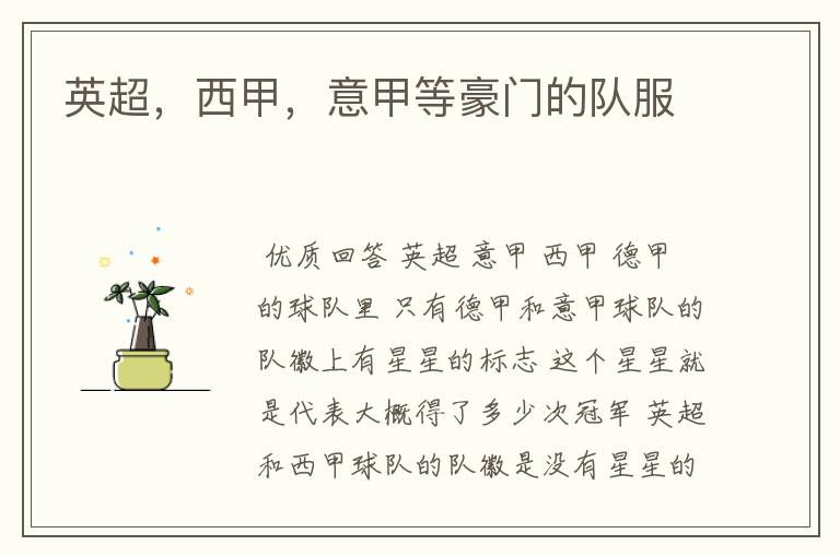 英超,西甲,意甲等豪门的队服