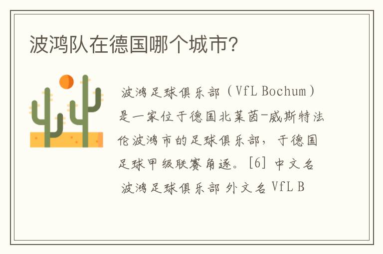 波鸿队在德国哪个城市?