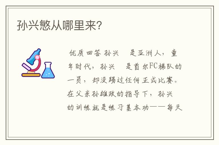 孙兴慜从哪里来？