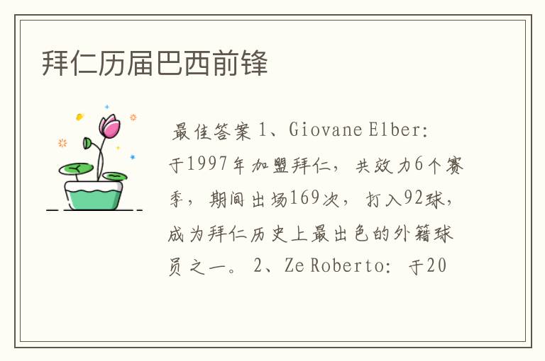 拜仁历届巴西前锋