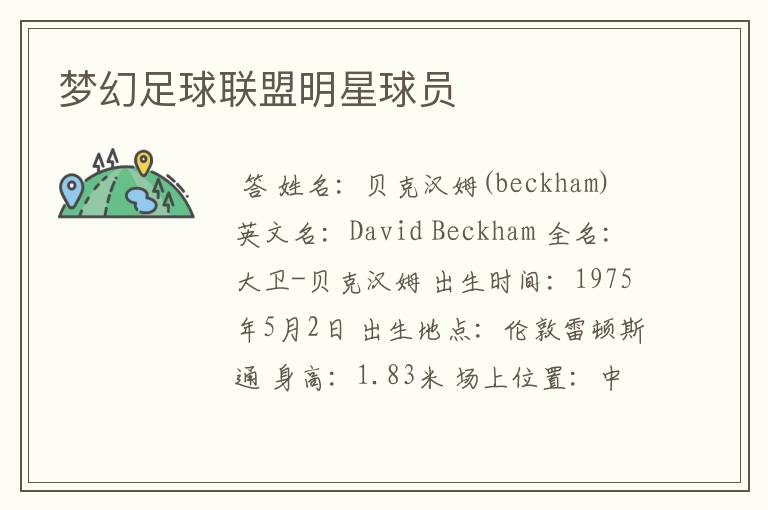 梦幻足球联盟明星球员