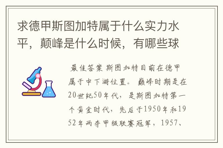 求德甲斯图加特属于什么实力水平,颠峰是什么时候,有哪些球星和走出有哪些球星