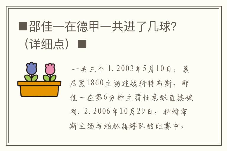 ■邵佳一在德甲一共进了几球?(详细点)■