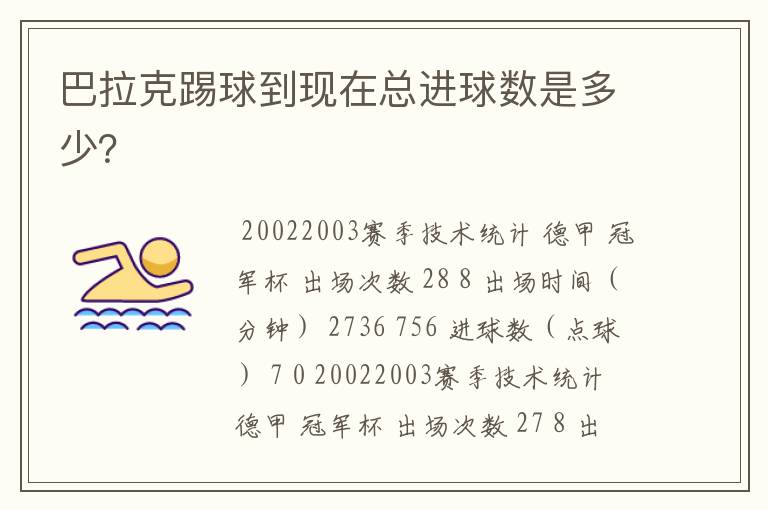 巴拉克踢球到现在总进球数是多少?