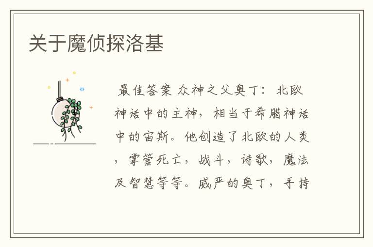 关于魔侦探洛基