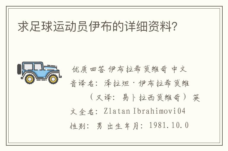 求足球运动员伊布的详细资料?