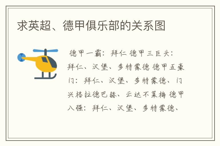 求英超、德甲俱乐部的关系图