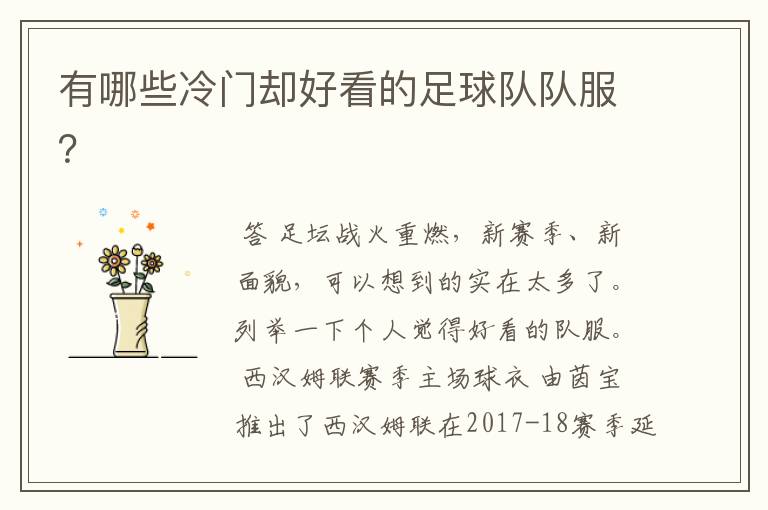 有哪些冷门却好看的足球队队服?