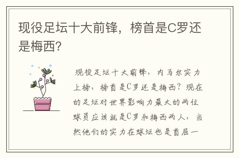 现役足坛十大前锋,榜首是C罗还是梅西?