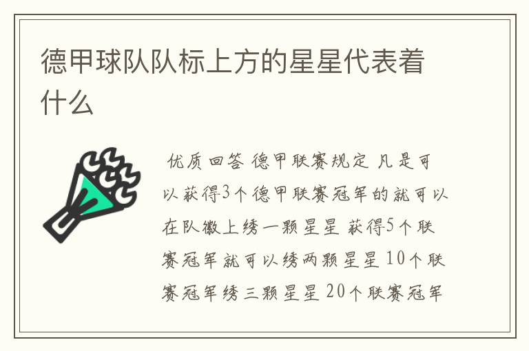 德甲球队队标上方的星星代表着什么