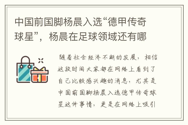 中国前国脚杨晨入选“德甲传奇球星”,杨晨在足球领域还有哪些成就?