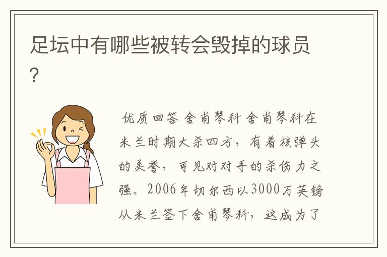 足坛中有哪些被转会毁掉的球员?