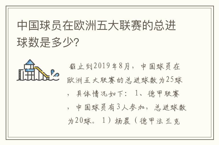 中国球员在欧洲五大联赛的总进球数是多少?