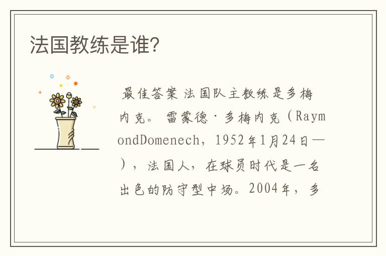 法国教练是谁?
