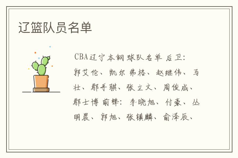 辽篮队员名单