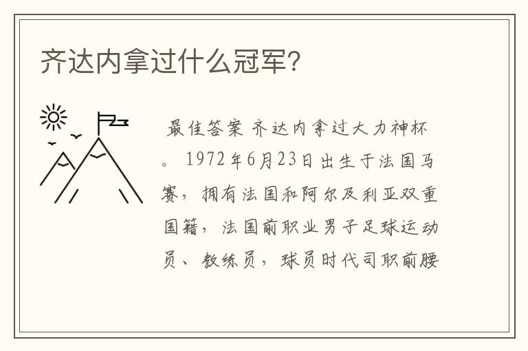 齐达内拿过什么冠军?