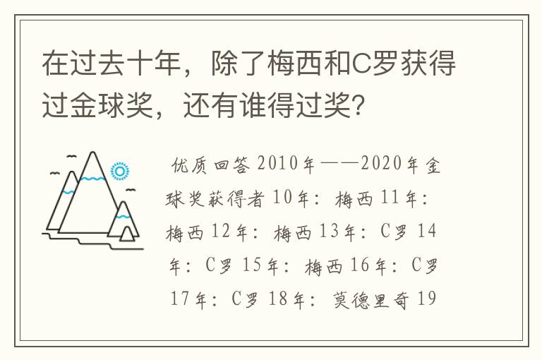 在过去十年,除了梅西和C罗获得过金球奖,还有谁得过奖?