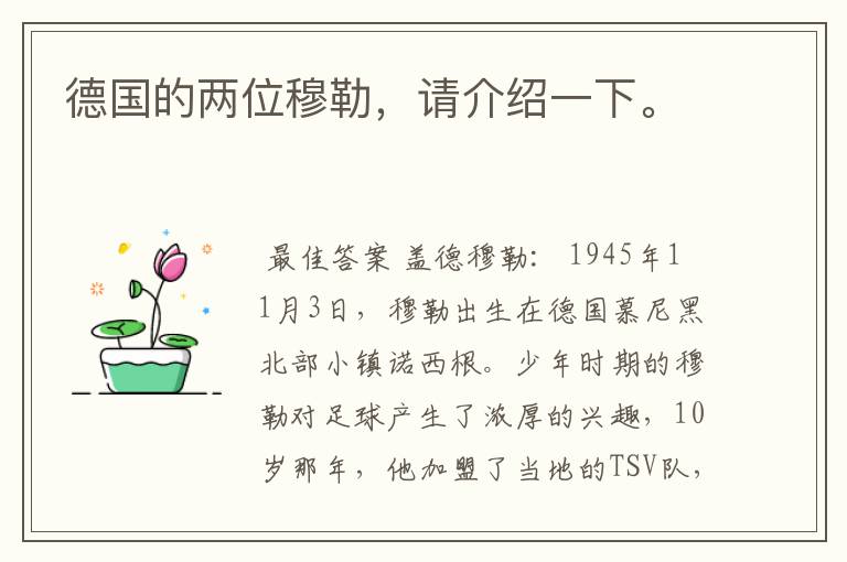 德国的两位穆勒,请介绍一下。