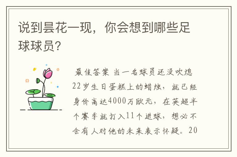 说到昙花一现,你会想到哪些足球球员?