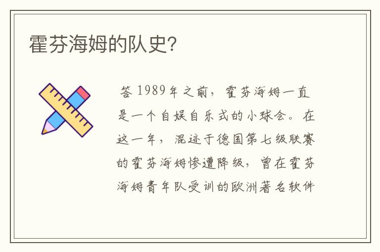 霍芬海姆的队史?