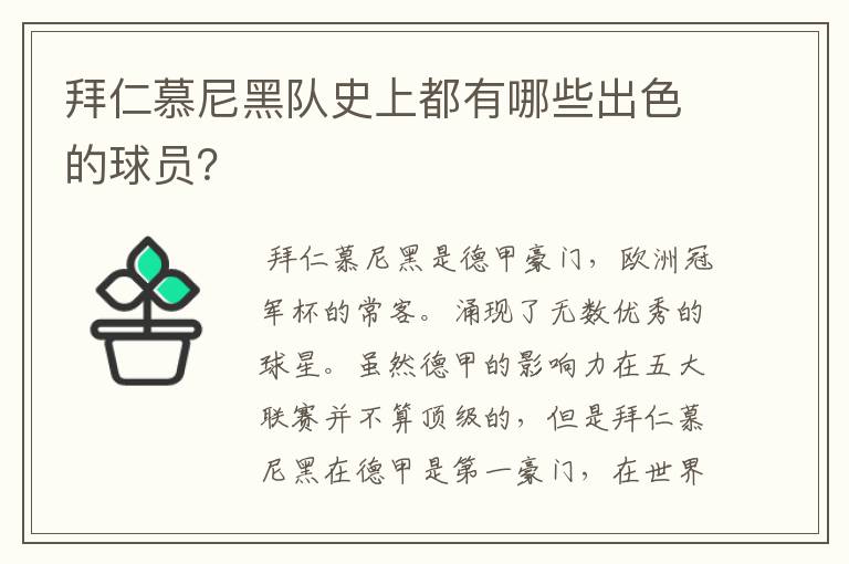 拜仁慕尼黑队史上都有哪些出色的球员?