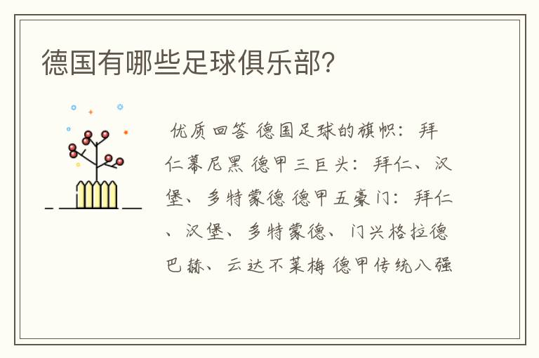 德国有哪些足球俱乐部?