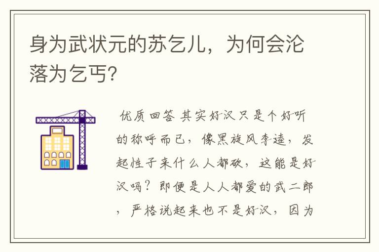 身为武状元的苏乞儿,为何会沦落为乞丐?