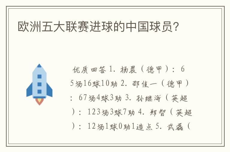 欧洲五大联赛进球的中国球员?