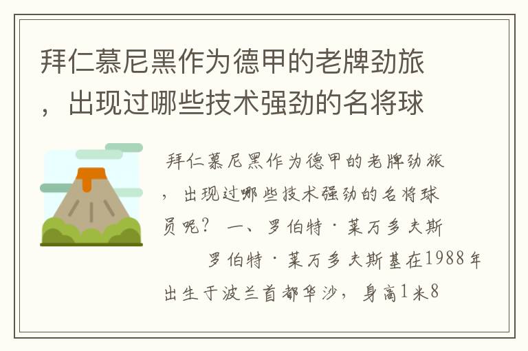 拜仁慕尼黑作为德甲的老牌劲旅,出现过哪些技术强劲的名将球员呢?