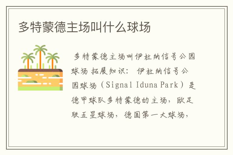 多特蒙德主场叫什么球场
