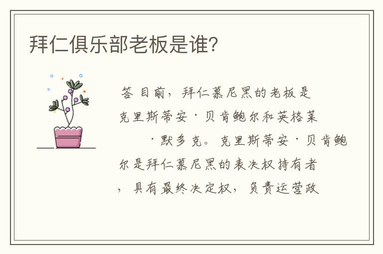 拜仁俱乐部老板是谁?