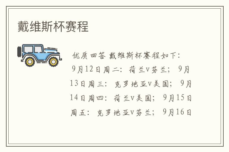 戴维斯杯赛程