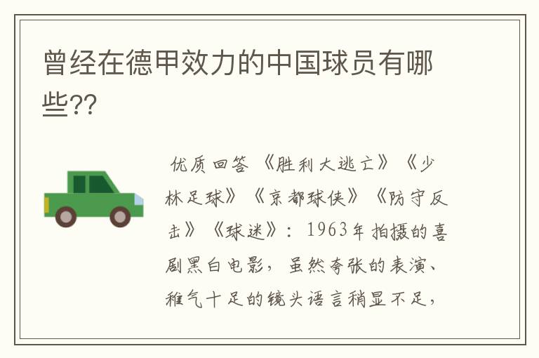 曾经在德甲效力的中国球员有哪些??